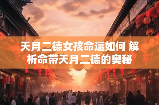 天月二德女孩命运如何 解析命带天月二德的奥秘