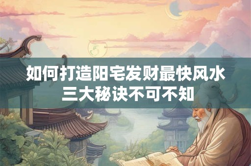 如何打造阳宅发财最快风水 三大秘诀不可不知