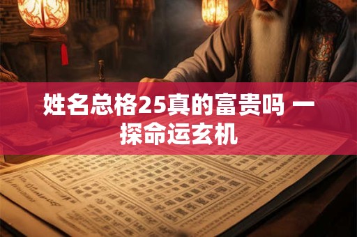 姓名总格25真的富贵吗 一探命运玄机