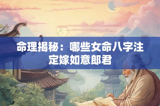 命理揭秘：哪些女命八字注定嫁如意郎君