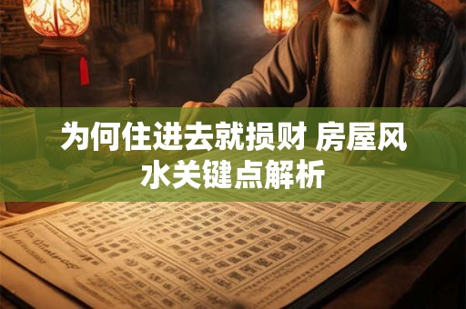 为何住进去就损财 房屋风水关键点解析