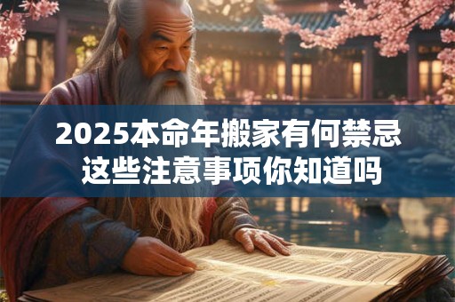 2025本命年搬家有何禁忌 这些注意事项你知道吗
