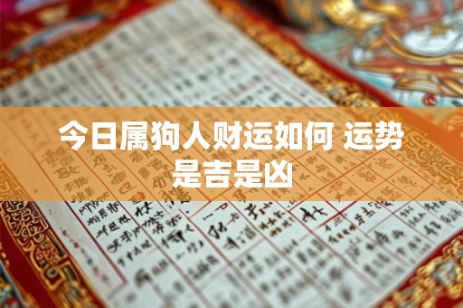 今日属狗人财运如何 运势是吉是凶