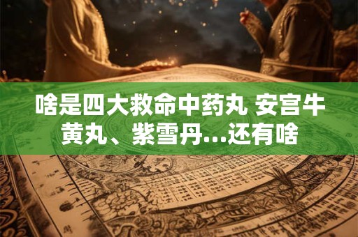 啥是四大救命中药丸 安宫牛黄丸、紫雪丹…还有啥