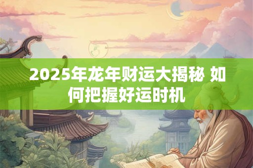 2025年龙年财运大揭秘 如何把握好运时机