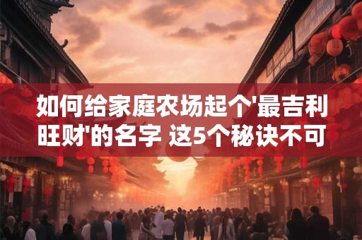 如何给家庭农场起个'最吉利旺财'的名字 这5个秘诀不可错过