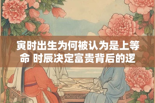 详细阅读:寅时出生为何被认为是上等命 时辰决定富贵背后的逻辑 寅时出生为何被认为是上等命 时辰决定富贵背后的逻辑