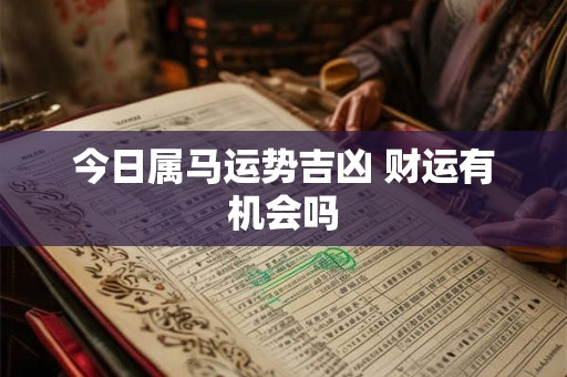 今日属马运势吉凶 财运有机会吗