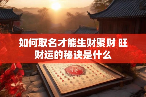 如何取名才能生财聚财 旺财运的秘诀是什么