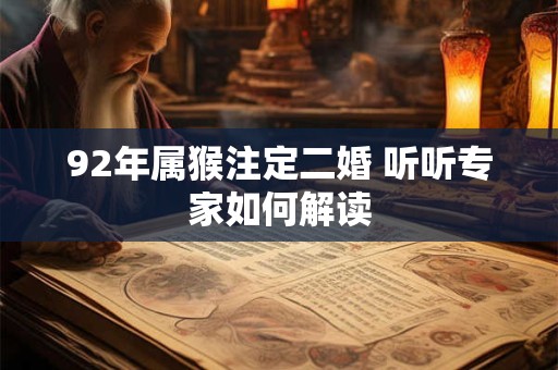 92年属猴注定二婚 听听专家如何解读