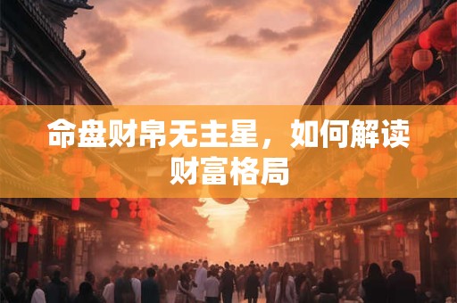 命盘财帛无主星，如何解读财富格局