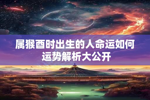 属猴酉时出生的人命运如何 运势解析大公开