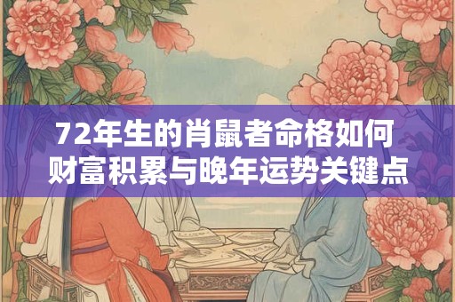 72年生的肖鼠者命格如何 财富积累与晚年运势关键点在哪