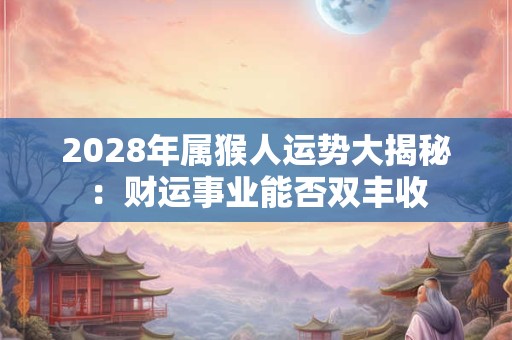 2028年属猴人运势大揭秘：财运事业能否双丰收