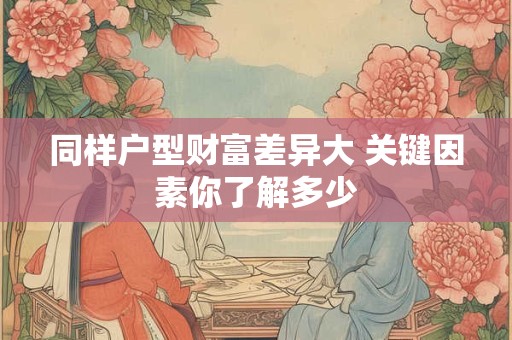 同样户型财富差异大 关键因素你了解多少