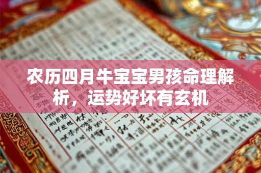 农历四月牛宝宝男孩命理解析,运势好坏有玄机 农历四月牛宝宝男孩命理解析,运势好坏有玄机