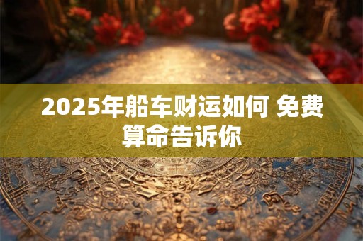 2025年船车财运如何 免费算命告诉你