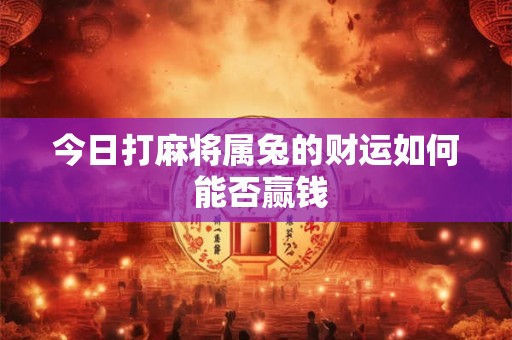 今日打麻将属兔的财运如何 能否赢钱