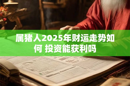 属猪人2025年财运走势如何 投资能获利吗