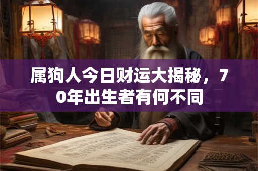 属狗人今日财运大揭秘，70年出生者有何不同