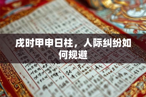 戌时甲申日柱，人际纠纷如何规避
