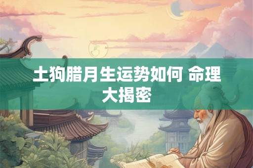 土狗腊月生运势如何 命理大揭密