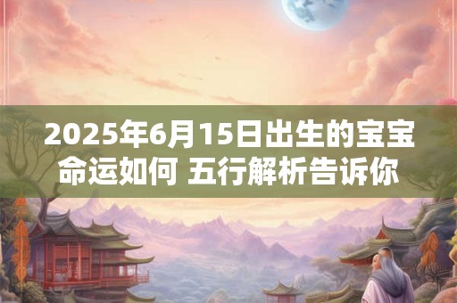 2025年6月15日出生的宝宝命运如何 五行解析告诉你