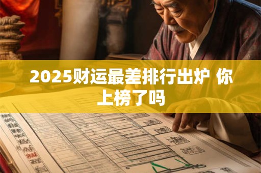 2025财运最差排行出炉 你上榜了吗