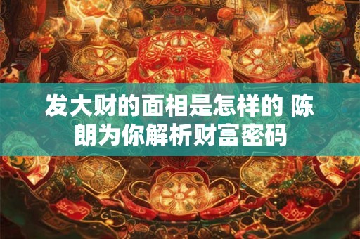 发大财的面相是怎样的 陈朗为你解析财富密码