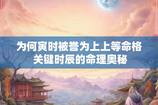 为何寅时被誉为上上等命格 关键时辰的命理奥秘