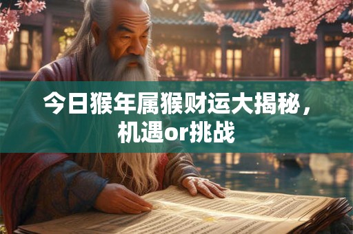 详细阅读:今日猴年属猴财运大揭秘,机遇or挑战 今日猴年属猴财运大揭秘,机遇or挑战
