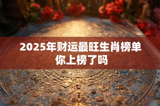 2025年财运最旺生肖榜单 你上榜了吗