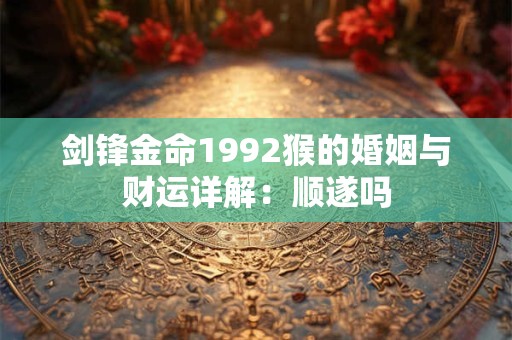 剑锋金命1992猴的婚姻与财运详解：顺遂吗