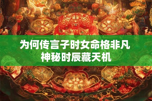 详细阅读:为何传言子时女命格非凡 神秘时辰藏天机 为何传言子时女命格非凡 神秘时辰藏天机