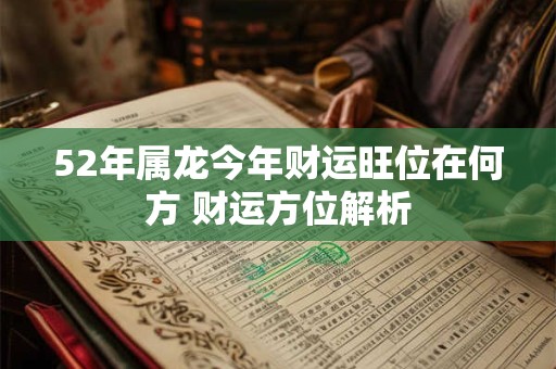 52年属龙今年财运旺位在何方 财运方位解析