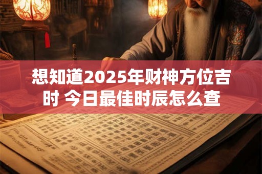 想知道2025年财神方位吉时 今日最佳时辰怎么查