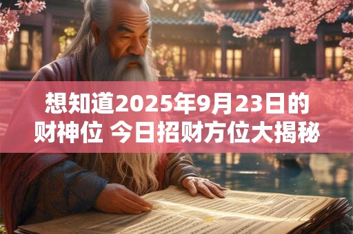 想知道2025年9月23日的财神位 今日招财方位大揭秘