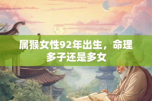 属猴女性92年出生，命理多子还是多女