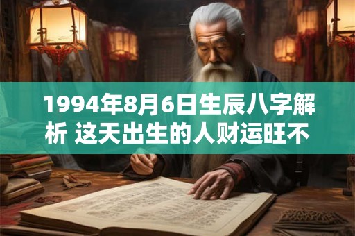 1994年8月6日生辰八字解析 这天出生的人财运旺不旺