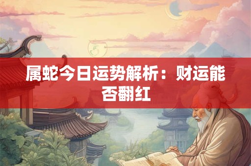 属蛇今日运势解析：财运能否翻红
