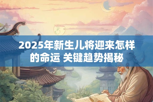 2025年新生儿将迎来怎样的命运 关键趋势揭秘