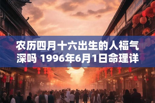 农历四月十六出生的人福气深吗 1996年6月1日命理详解