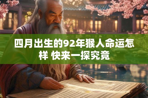 四月出生的92年猴人命运怎样 快来一探究竟