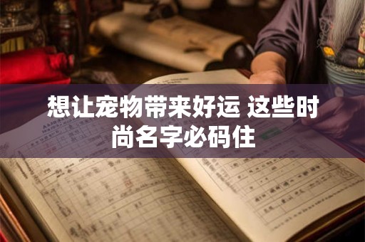 想让宠物带来好运 这些时尚名字必码住