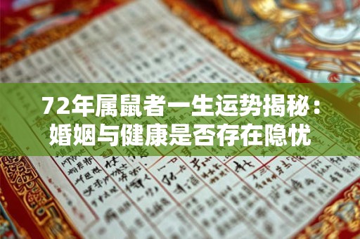 72年属鼠者一生运势揭秘：婚姻与健康是否存在隐忧