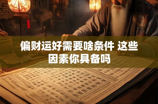 偏财运好需要啥条件 这些因素你具备吗