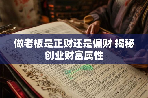 做老板是正财还是偏财 揭秘创业财富属性