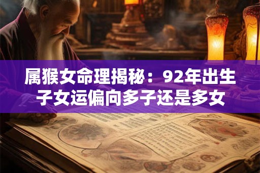 属猴女命理揭秘：92年出生子女运偏向多子还是多女