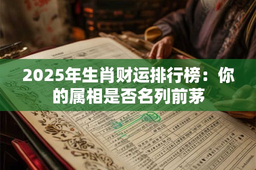 2025年生肖财运排行榜：你的属相是否名列前茅