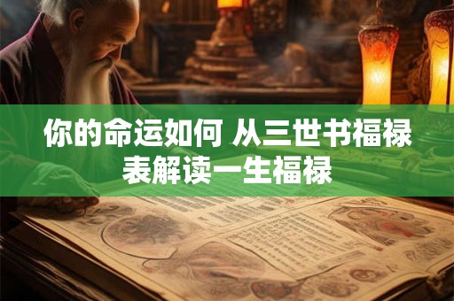 你的命运如何 从三世书福禄表解读一生福禄
